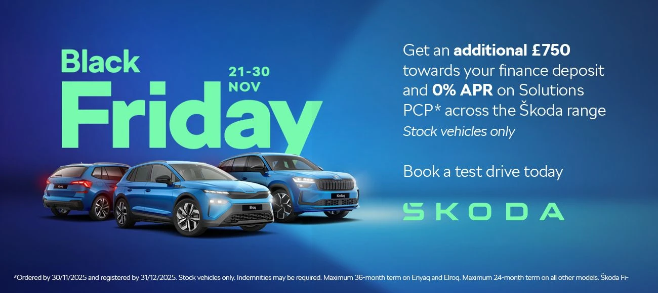 Your Škoda upgrade awaits – £750 off this Black Friday at Arbury